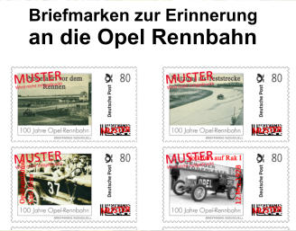 Briefmarken zur Erinnerung  an die Opel Rennbahn